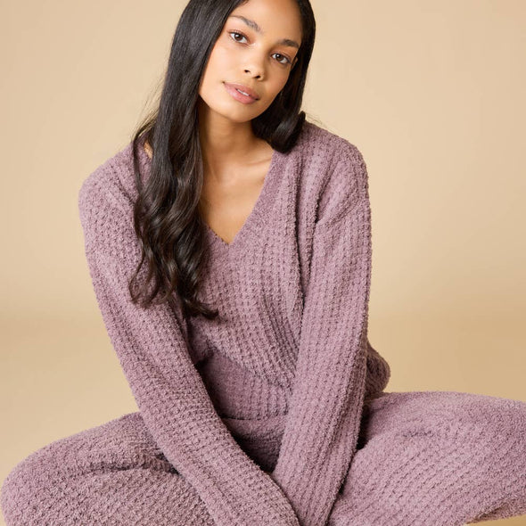 Marshmallow Waffle V-Neck Lounge Set