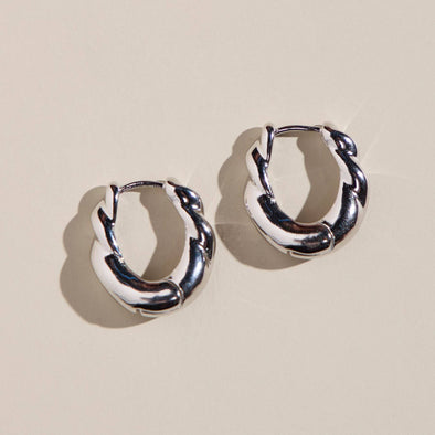 Silver Wide Twist Hoops