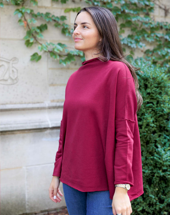 Frenchie Mockneck Sweatshirt in Winterberry