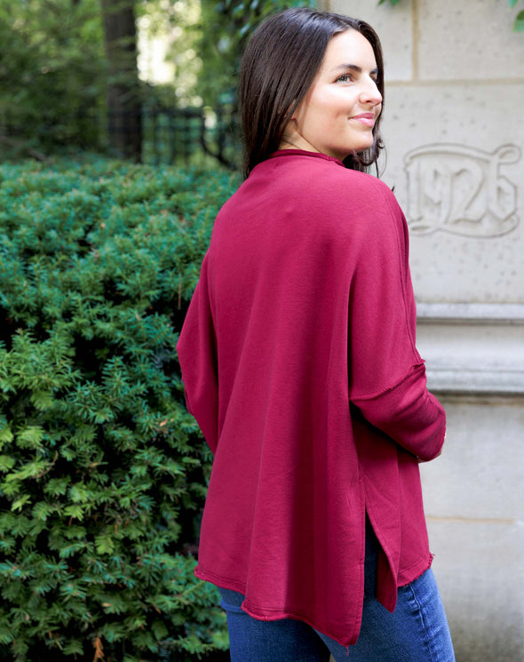 Frenchie Mockneck Sweatshirt in Winterberry