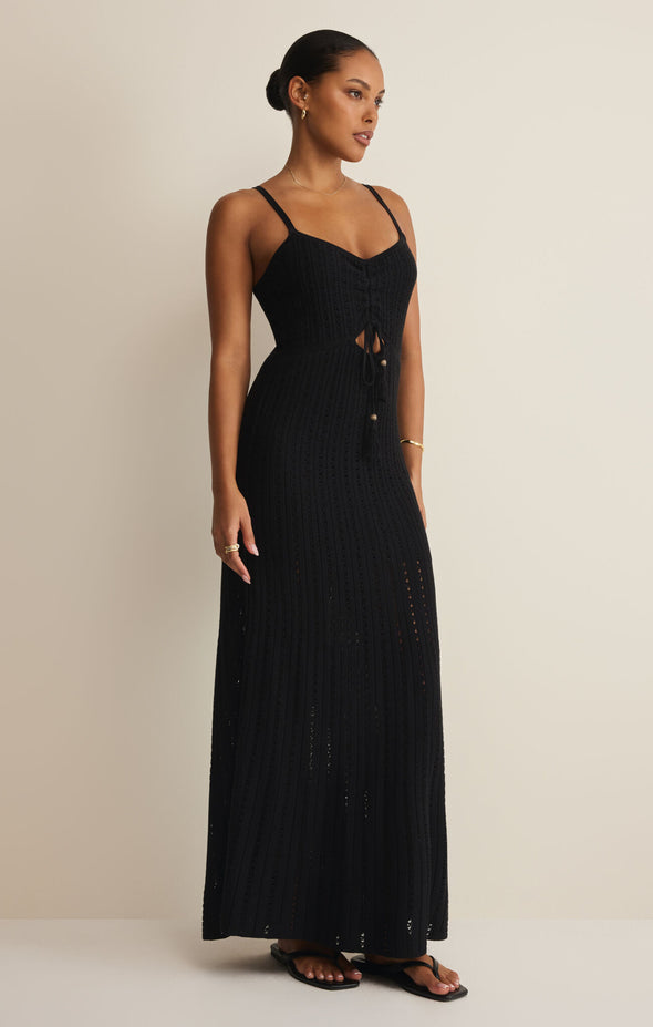 crochet midi dress black Z Supply Sunda XSmall Artisan handmade crochet details Product Group: 3293 Color:Slate Multi Navy Blue Mermaid V