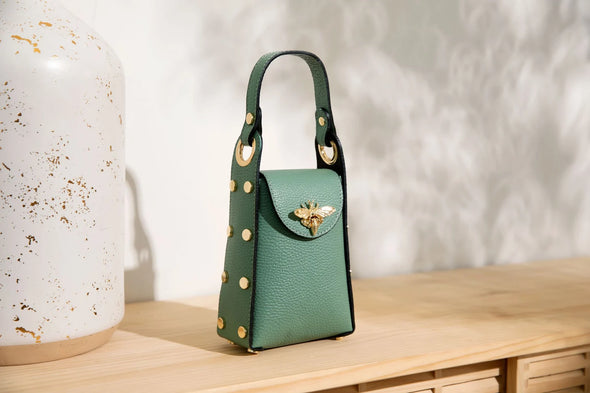 German Fuentes Leather Bee Clutch