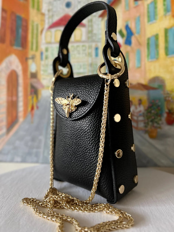 German Fuentes Leather Bee Clutch