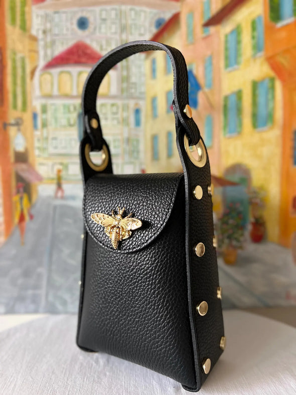 German Fuentes Leather Bee Clutch