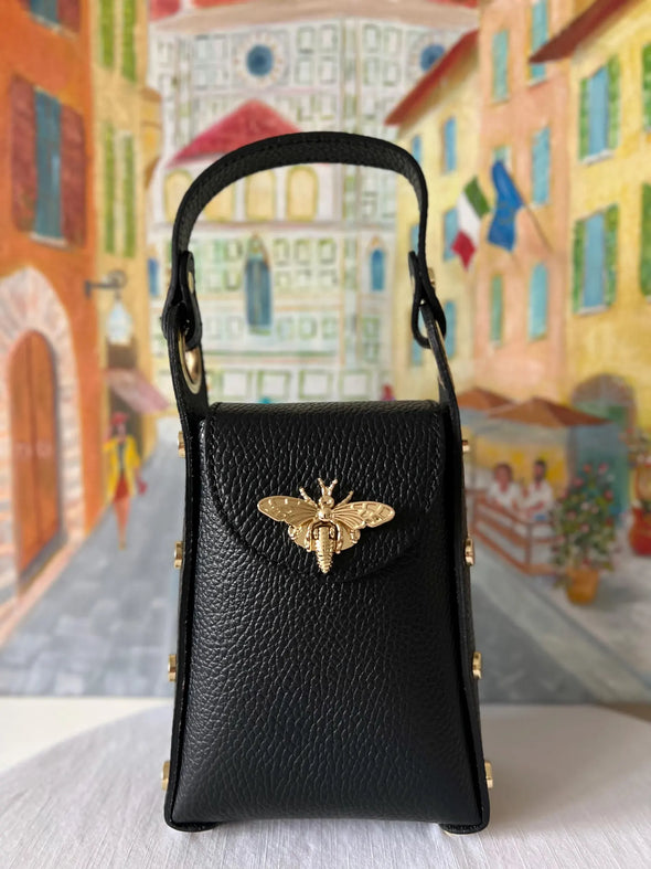 German Fuentes Leather Bee Clutch
