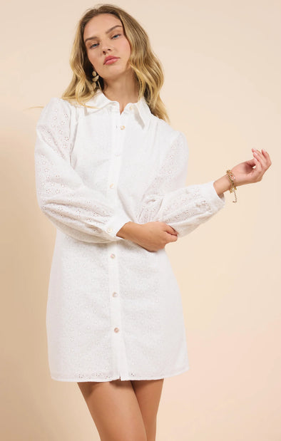 Sundream Eyelet Shirt Mini Dress