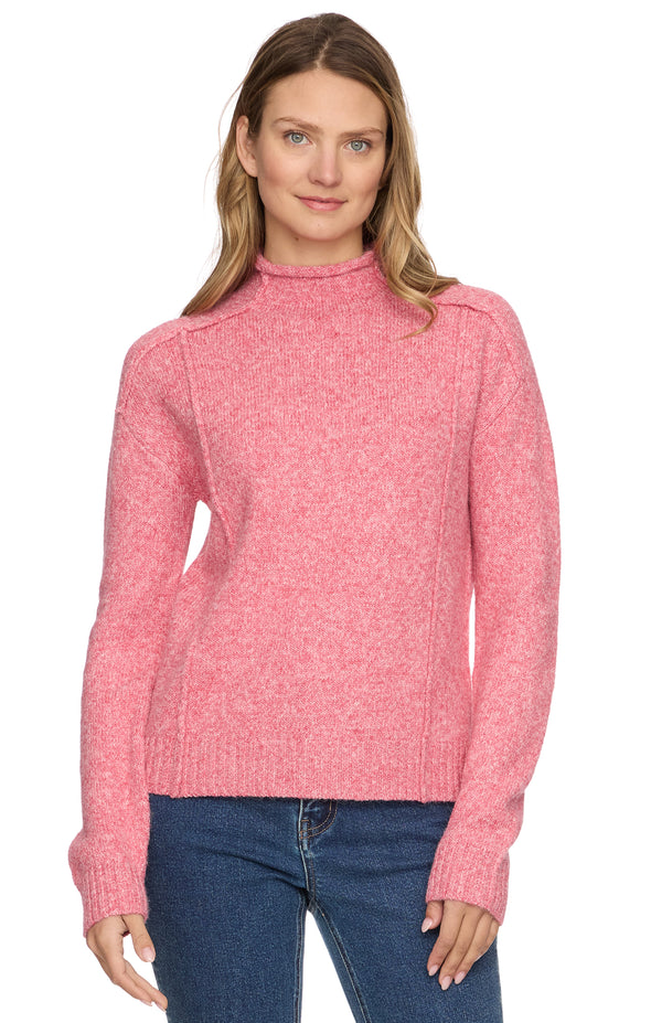 Bethania Funnel Neck Sweater In Pink Heather
