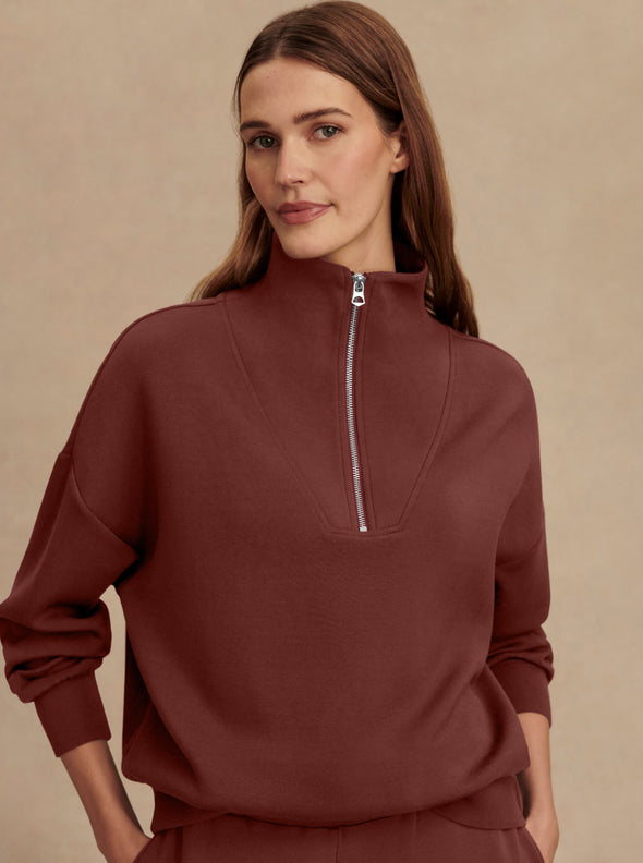 Varley Hawley Half-Zip Sweatshirt In Cinnamon